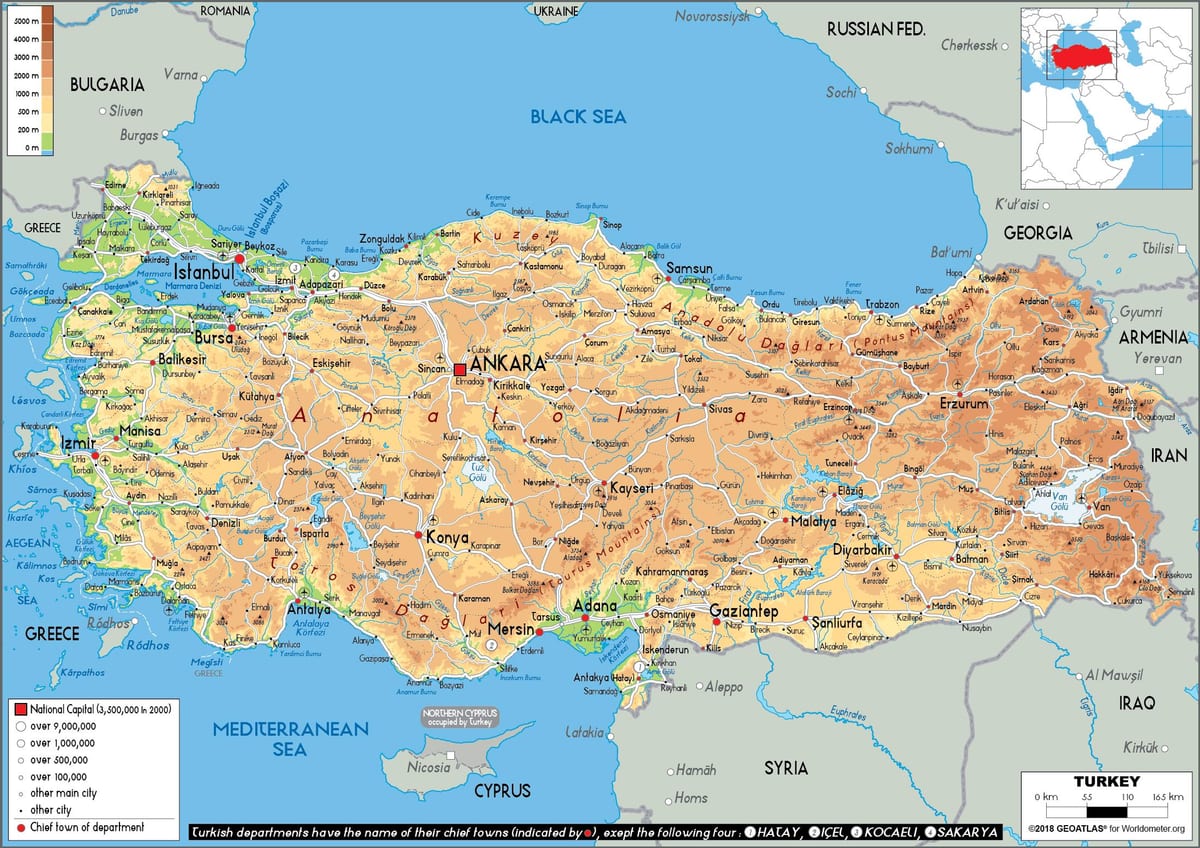 карта Турции острова