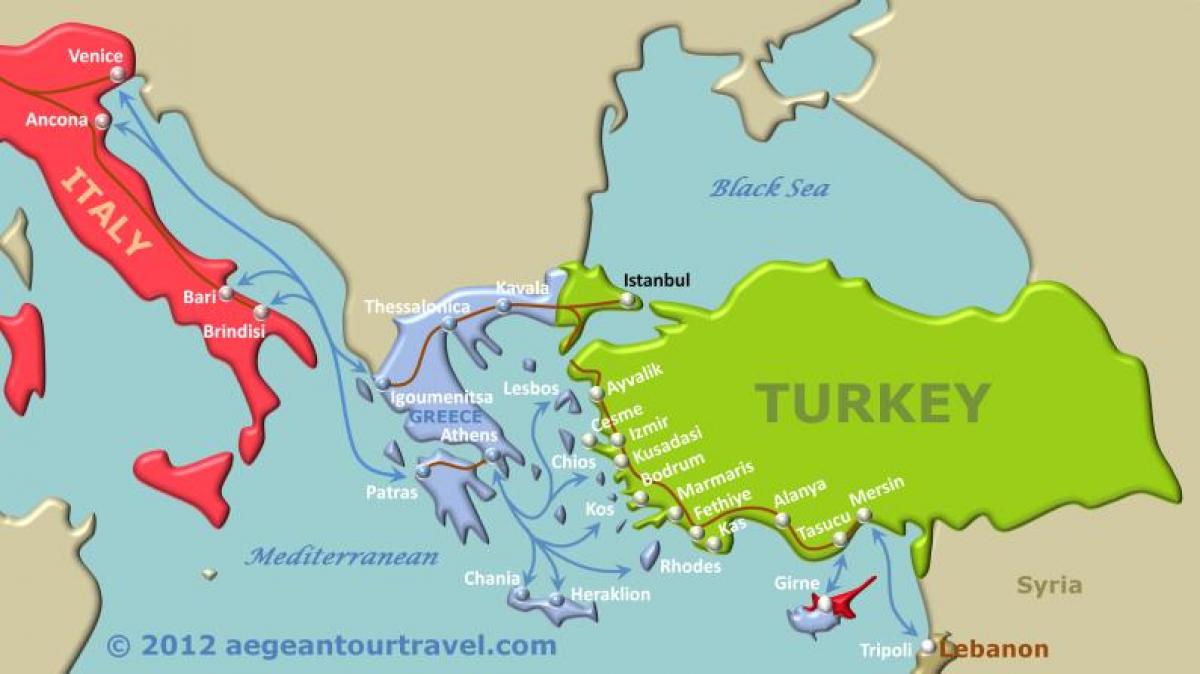 карта Турции на пароме