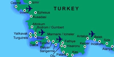 Лучшие пляжи в Турции на карте