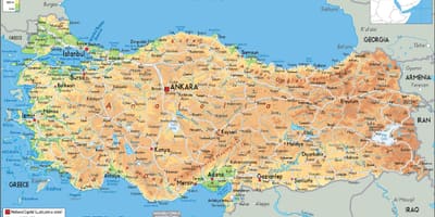 Карта Турции физическая